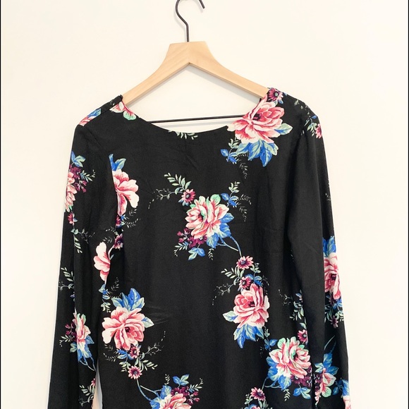 One Clothing Black Floral Long Sleeve Dress - Picture 1 of 5